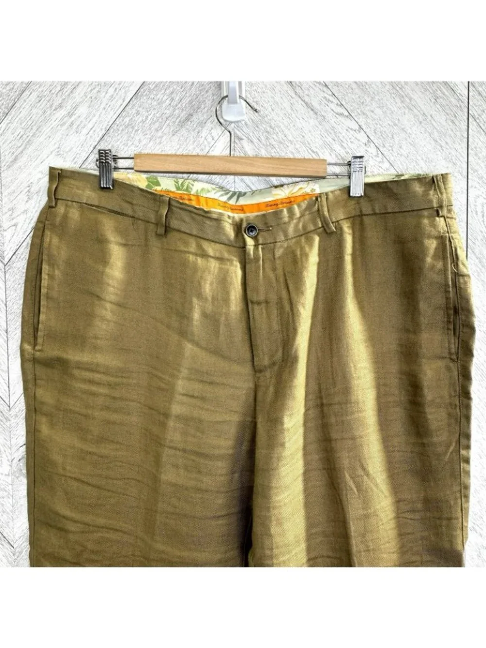 Tommy Bahama Pants Mens Size 40x32 Khaki Tan 100% Irish Linen Trouser
